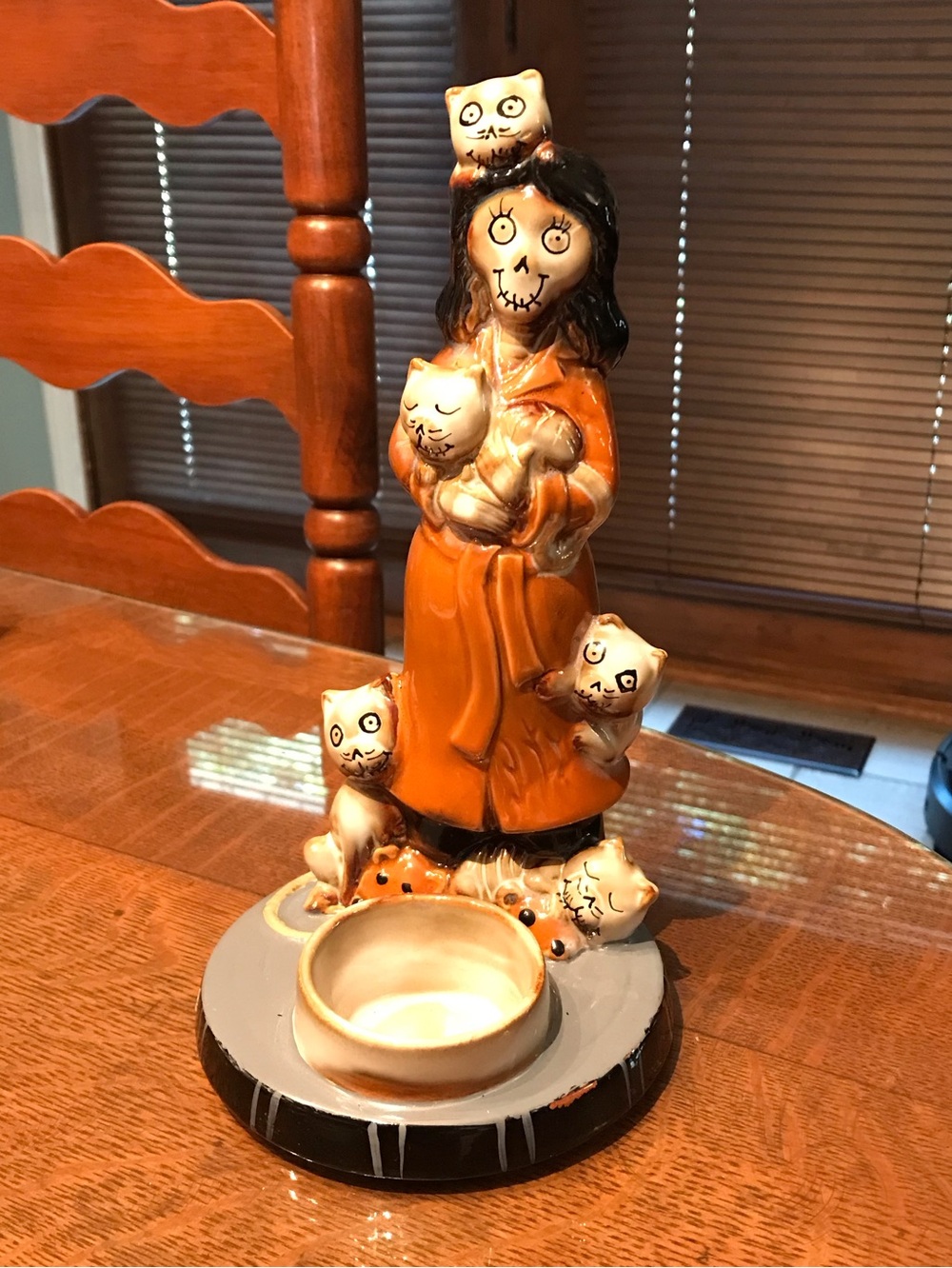 Yankee Candle Halloween Boney Bunch Cat Lady 2015 Votive Holder Spooky Fun